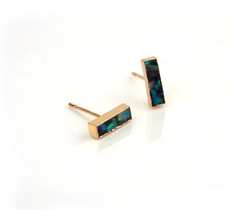 Earrings Rectangle Fire Opal Stone