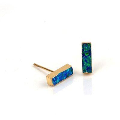 Earrings Rectangle Fire Opal Stone