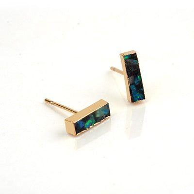 Earrings Rectangle Fire Opal Stone