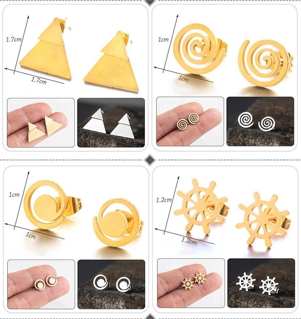 Earrings Simple Mini Geometric Shapes