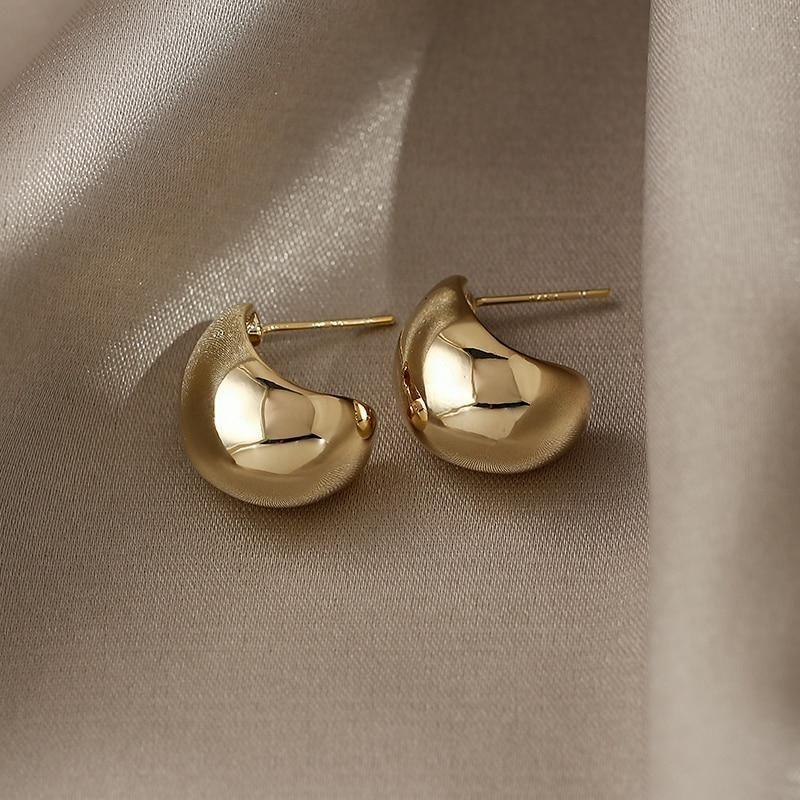 Earrings Simple Shape Golden Accessory