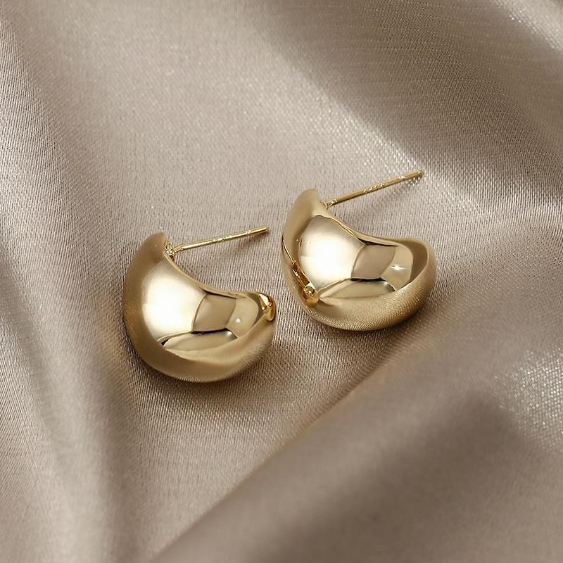 Earrings Simple Shape Golden Accessory