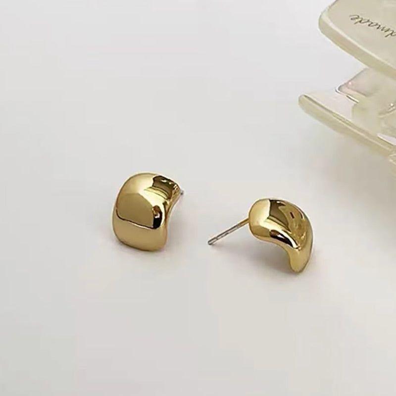 Earrings Simple Shape Golden Accessory