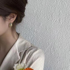 Earrings Simple Shape Golden Accessory