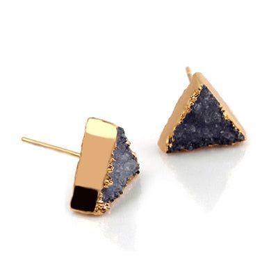 Earrings Simple Triangle Quartz Natural Stone