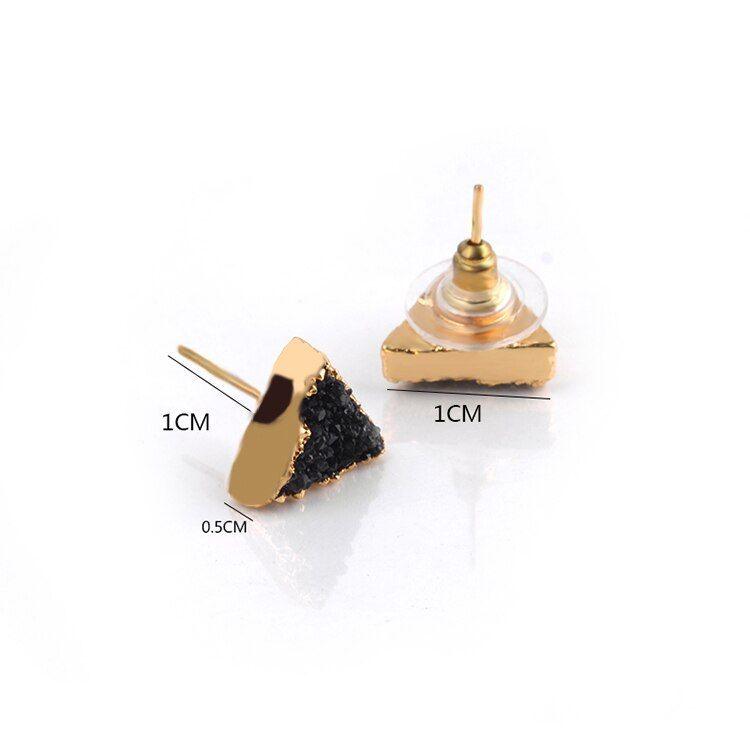 Earrings Simple Triangle Quartz Natural Stone