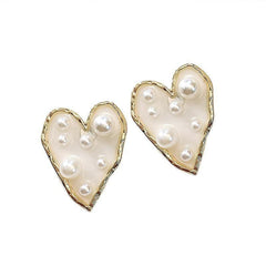 Earrings Transparent Big Heart Pearl