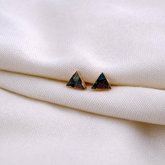 Earrings Triangle Fire Opal Pattern