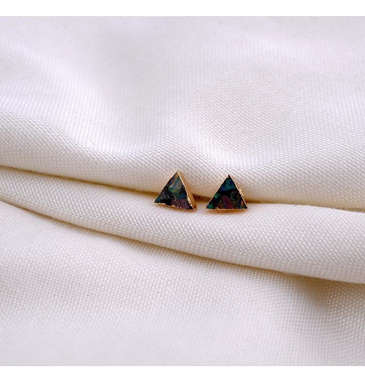 Earrings Triangle Fire Opal Pattern