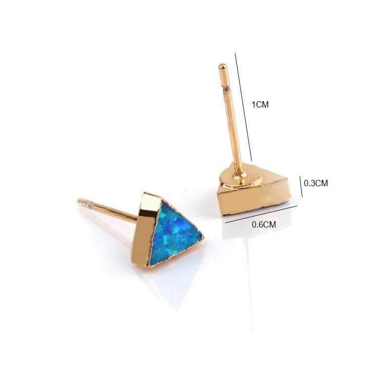 Earrings Triangle Fire Opal Pattern