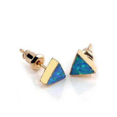 Earrings Triangle Fire Opal Pattern