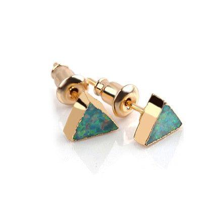 Earrings Triangle Fire Opal Pattern