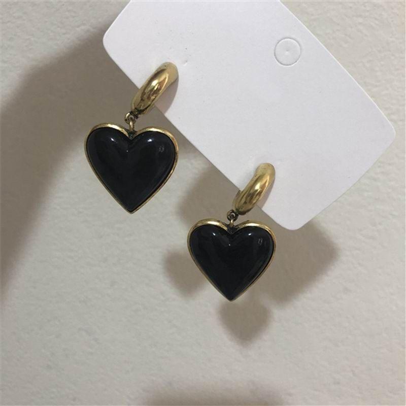 Earrings Vintage Big Metal Red Heart