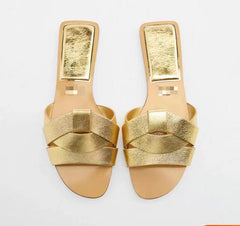 Golden Cut Out Slippers