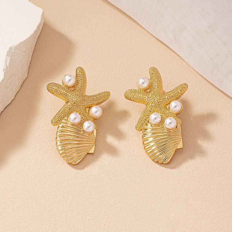 Beach Style Starfish Shell Earrings