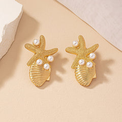 Beach Style Starfish Shell Earrings