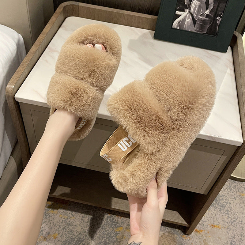Plush cotton slippers
