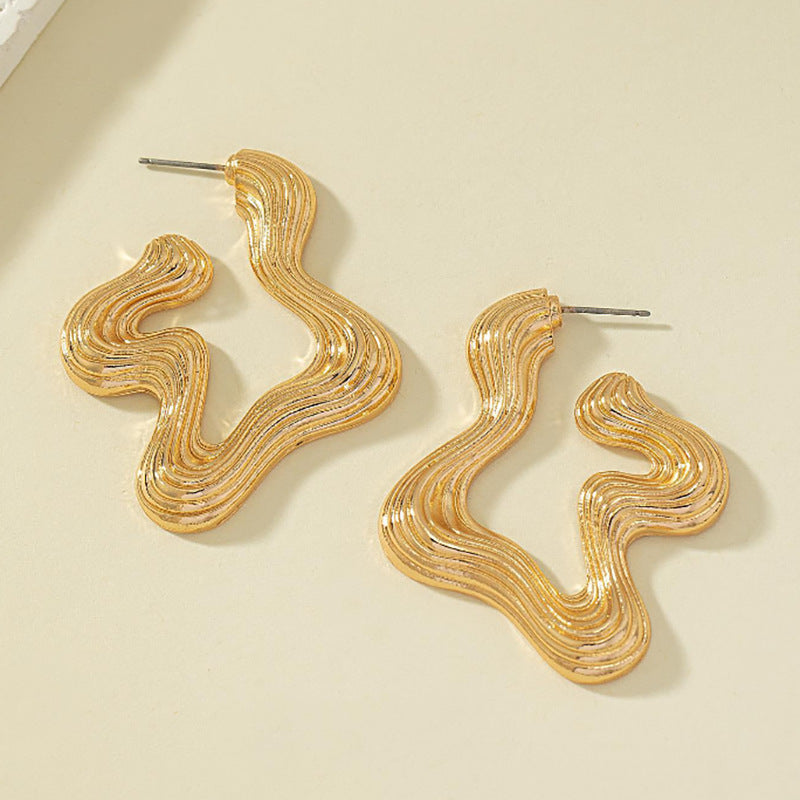 Metal Texture Geometric Irregular Earrings