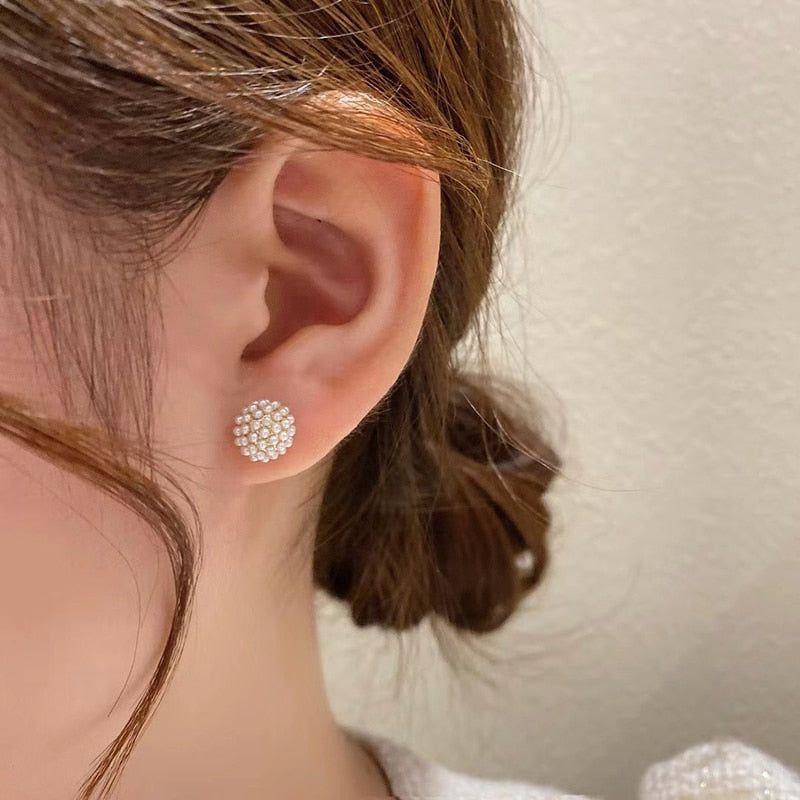 Elegant Ball Back Hanging Pearl Earrings