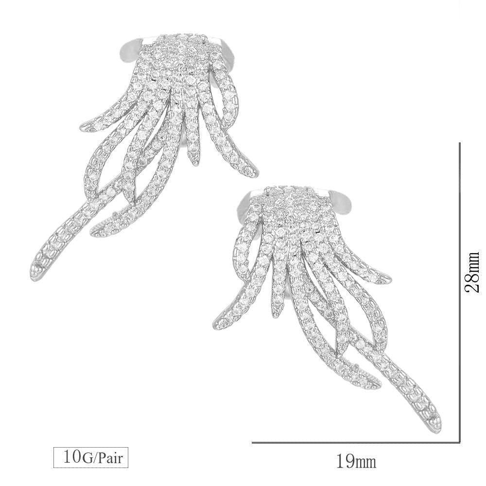 Elegant Famous Design Leaf Full Micro Paved Micro Zirconia Wedding Earring Earring