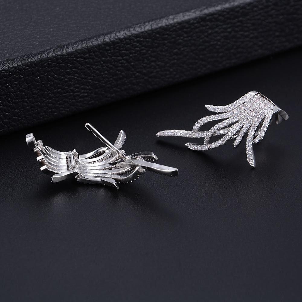 Elegant Famous Design Leaf Full Micro Paved Micro Zirconia Wedding Earring Earring