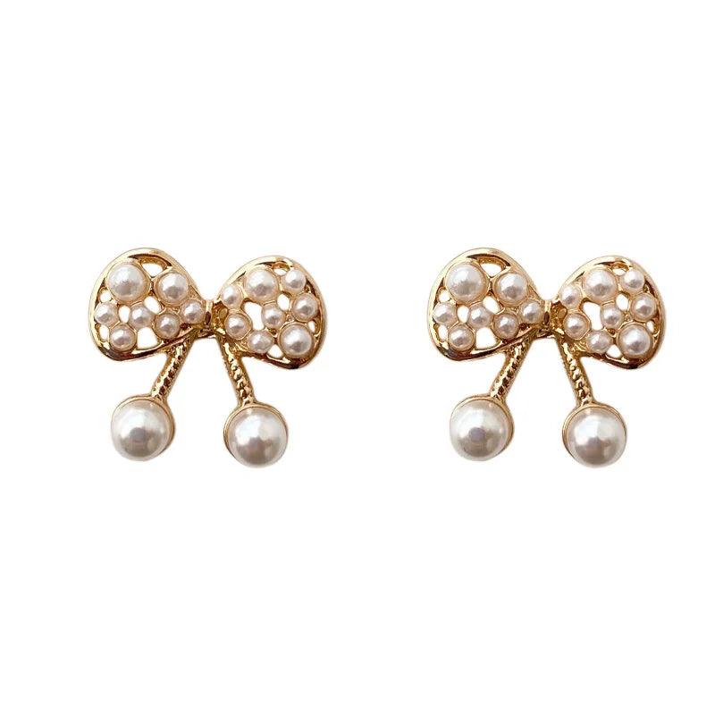 Elegant Pearl Bowknot Earrings