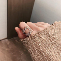 Exaggerated Crystal Open Finger Rings