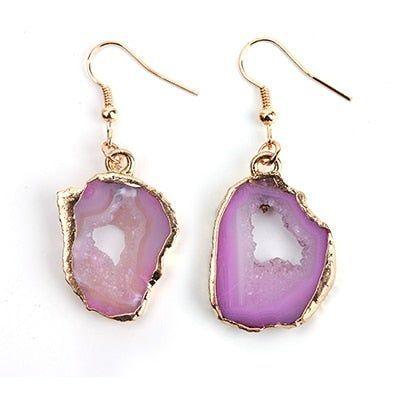 Exquisite Natural Stone Long Drop Earrings