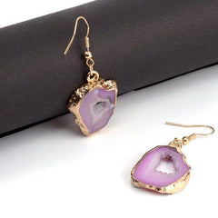 Exquisite Natural Stone Long Drop Earrings