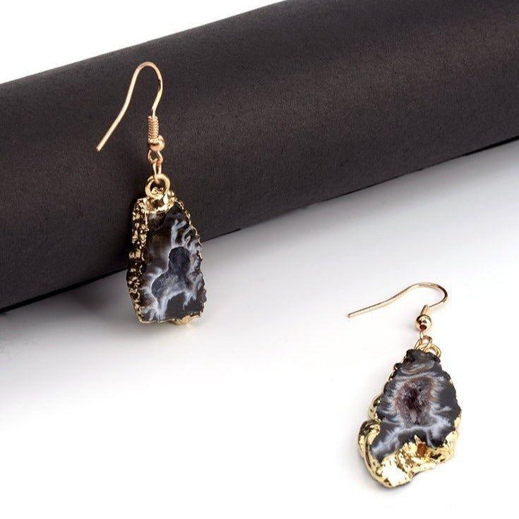 Exquisite Natural Stone Long Drop Earrings