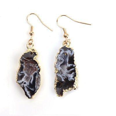 Exquisite Natural Stone Long Drop Earrings