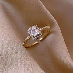 Exquisite Simple Square Zircon Open Finger Rings