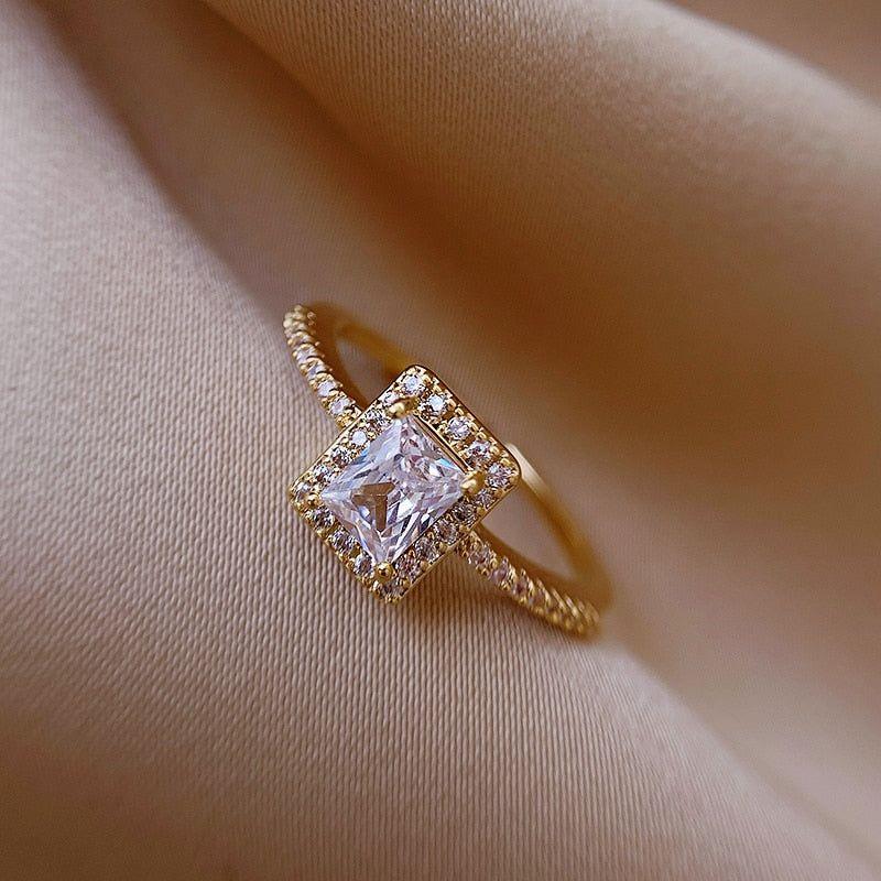 Exquisite Simple Square Zircon Open Finger Rings