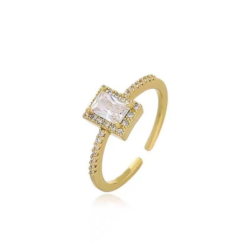 Exquisite Simple Square Zircon Open Finger Rings