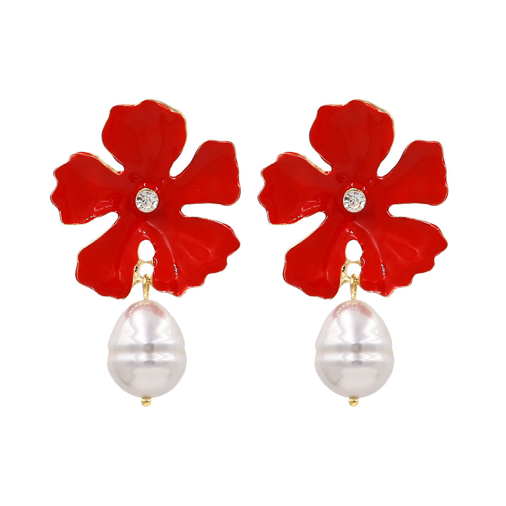 Flaxmaker Sweet Flower and Pearl Earrings