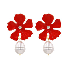 Flaxmaker Sweet Flower and Pearl Earrings