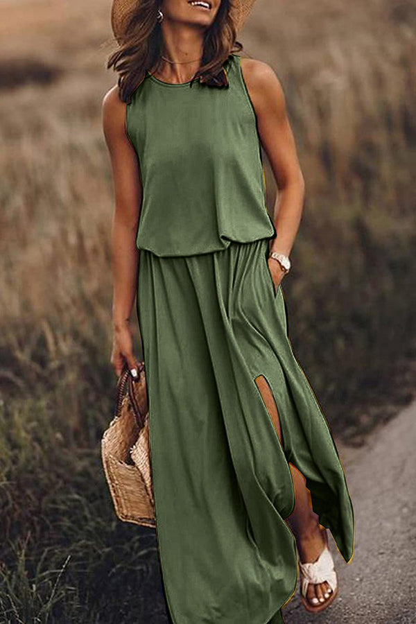 Giselle – Locker geschnittenes Maxikleid mit Schlitz 