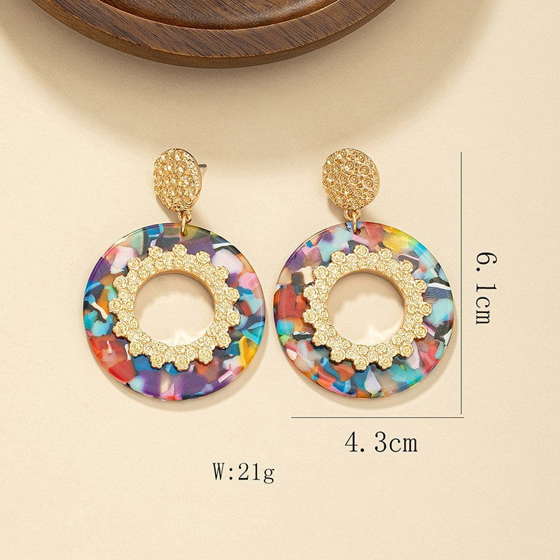 Colorful Acetate Round Earrings