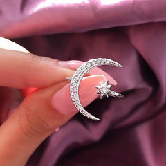 Crescent Star Moon Ring