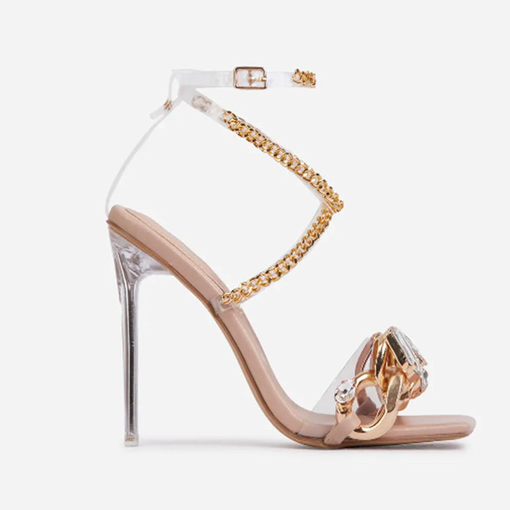 High Heeled Crystal Sandals