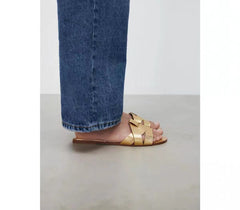 Golden Cut Out Slippers