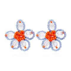 Hand-woven Rice Bead Floral Earrings