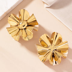 Flower Scalloped Pleated Earrings