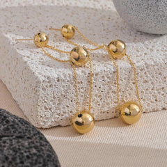 Double-Layer Metal Ball Long Earrings