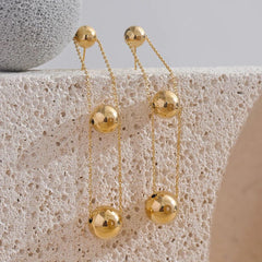 Double-Layer Metal Ball Long Earrings