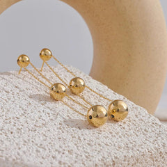 Double-Layer Metal Ball Long Earrings