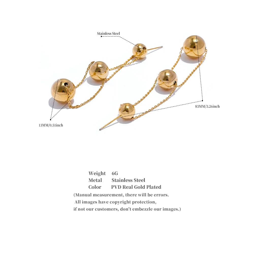 Double-Layer Metal Ball Long Earrings