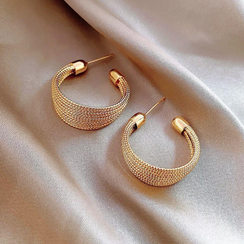 Gothic Gold C-shaped Earrings