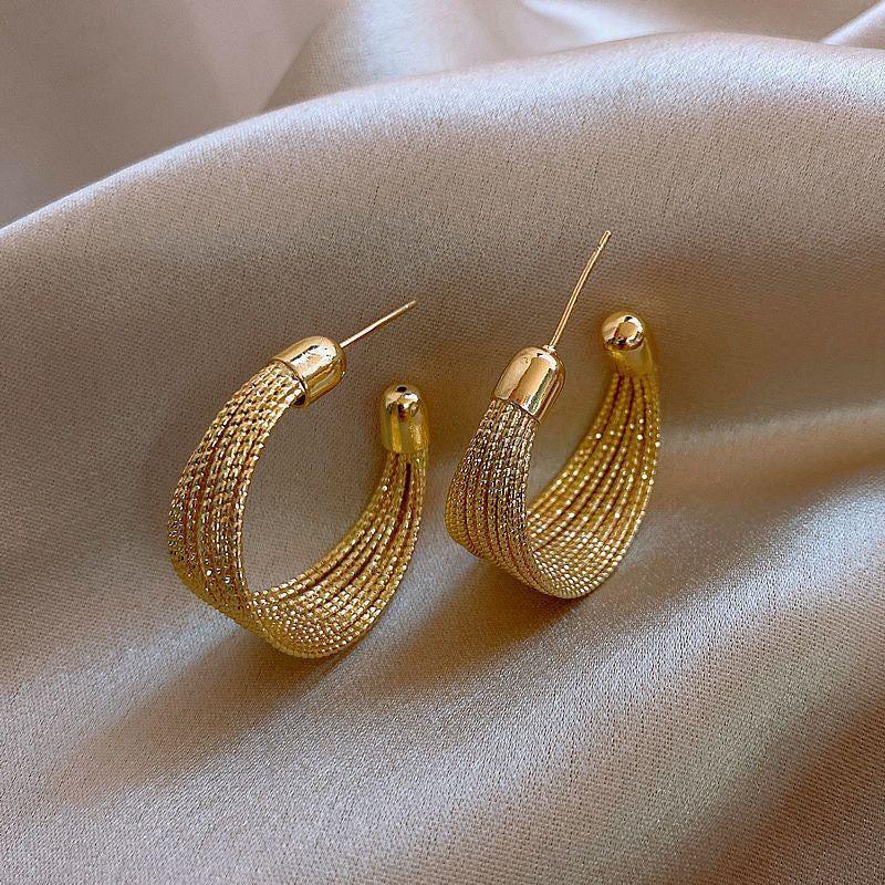 Gothic Gold C-shaped Earrings