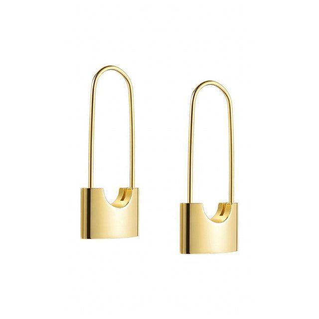 Metal Lock Unusual Earrings